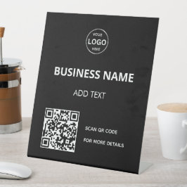 QR-Code-Logo Schwarzes Modern Pedestal-Zeichen Sockelschild
