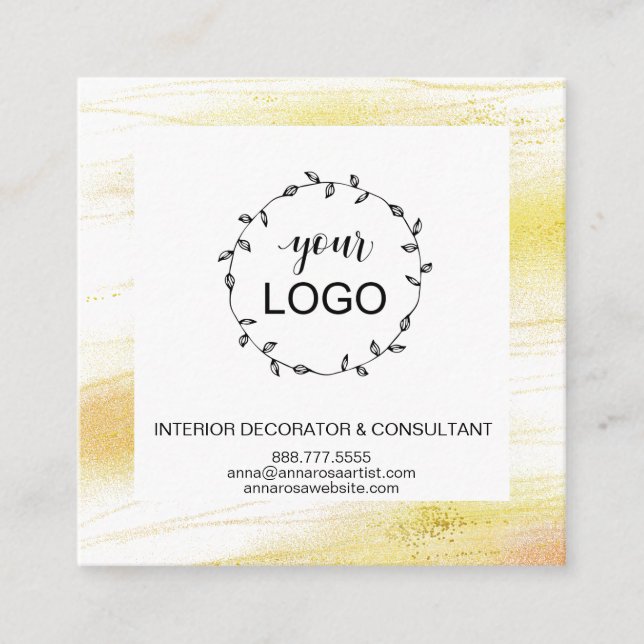*~* QR Code LOGO - Social Media Icons Gold Dust Quadratische Visitenkarte (Vorderseite)