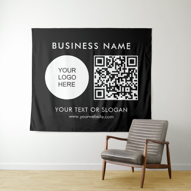 QR-Code-Logo-Text Seminar-Party-Veranstaltung Groß Wandteppich (Beispiel (Horizontal))