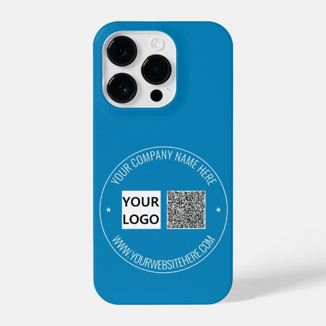 QR Code , Logo und Text iPhone Case - Ihre Farben 14 Pro Hülle (Rückseite)