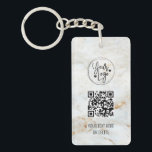 QR-Code-Logo Weißes Gold-Marmor-Geschäft Schlüsselanhänger<br><div class="desc">QR-Code Logo White Gold Marble Business Schlüsselanhänger</div>