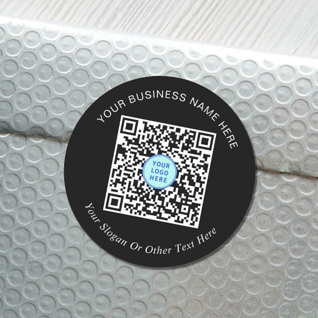 QR-Code-Logo-Werbeaktion schwarz Runder Aufkleber (Von Creator hochgeladen)