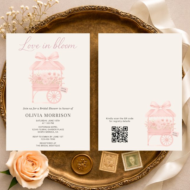 QR Code Love in Bloom Flower Market Bridal Shower Einladung (Von Creator hochgeladen)