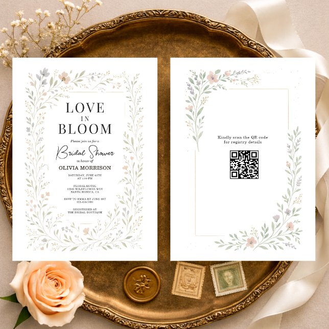 QR Code Love in Bloom Wildflower Bridal Shower Einladung (Von Creator hochgeladen)