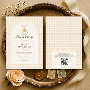 QR-Code Love is Brewing Coffee Brautparty Einladung