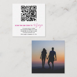 QR-Code magenta kalligraphische UAWG Hochzeit Foto Begleitkarte