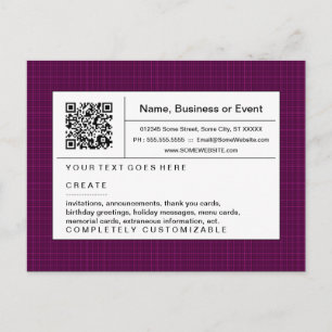 QR-Code: magenta kariert Einladungspostkarte
