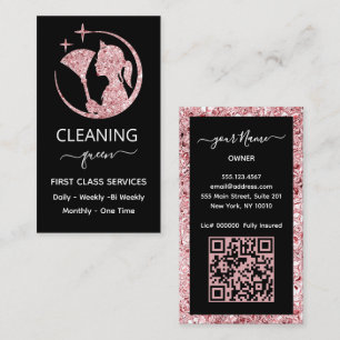QR-Code Maid Rose Pink Reinigungsdienst Visitenkarte