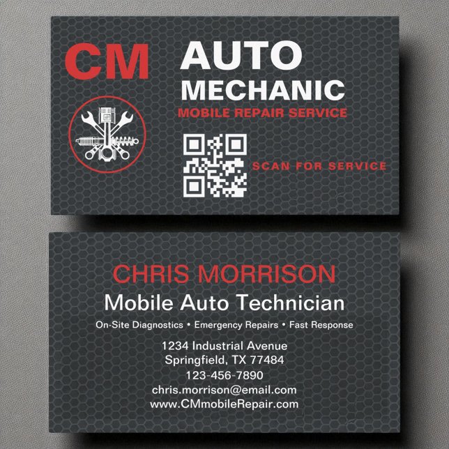 QR-Code Mechanisches Auto-Monogramm Visitenkarte (Von Creator hochgeladen)