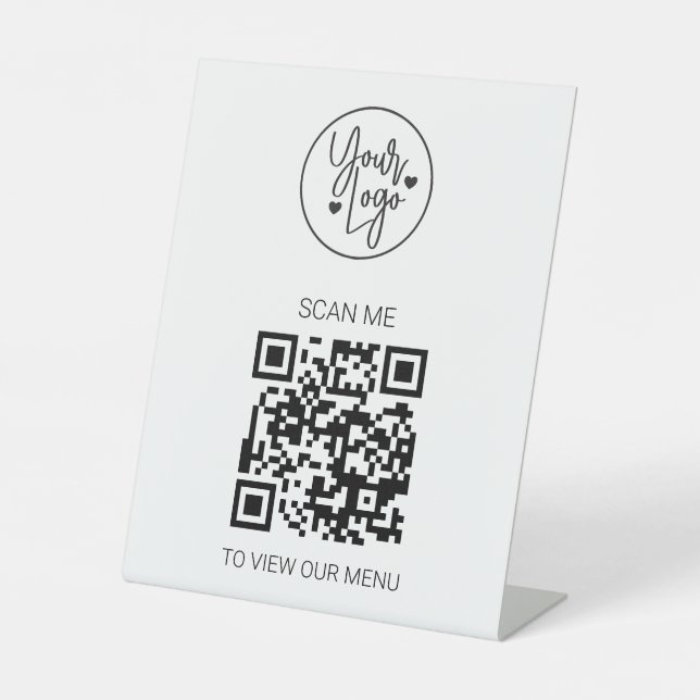 QR-Code-Menü Business-Logo kontaktlos modern Sockelschild (Vorderseite)