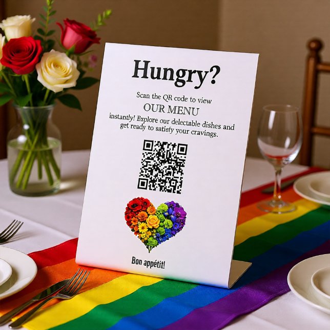 🌈 QR-Code-Menü Flourish Together Sockelschild (🌈 QR code Menu Flourish Together Pedestal Sign)