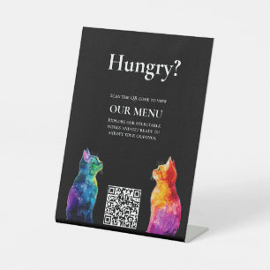 🌈 QR-Code-Menü Purrfectly Yours: Eine Regenbogenl Sockelschild