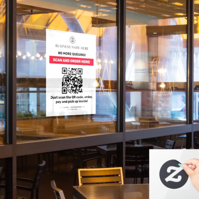 QR-Code Menü Scan Order Fensteraufkleber (Restaurantfenster)