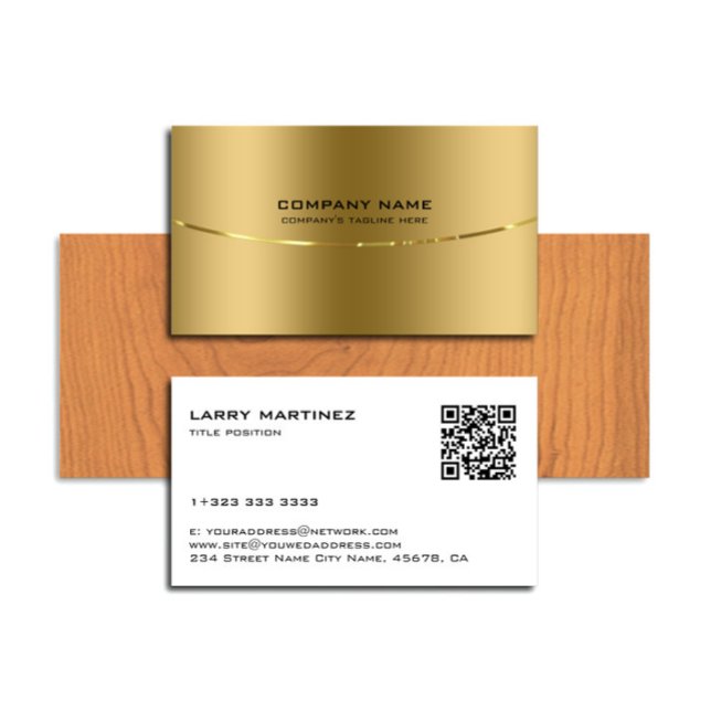 QR Code Metallische Imitate Gold und Weiß Visitenkarte (Von Creator hochgeladen)