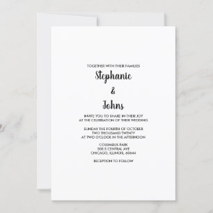 QR Code Minimal Classic Schwarz-weiß 2024 Hochzeit Einladung