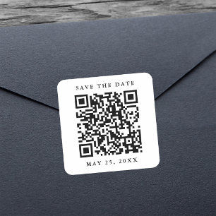 QR-Code-Minimal-Hochzeit-Einladung zum Merken Quadratischer Aufkleber