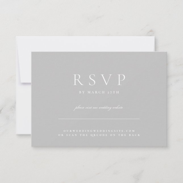 QR CODE Minimal Light Modern Wedding Website RSVP Karte (Vorderseite)