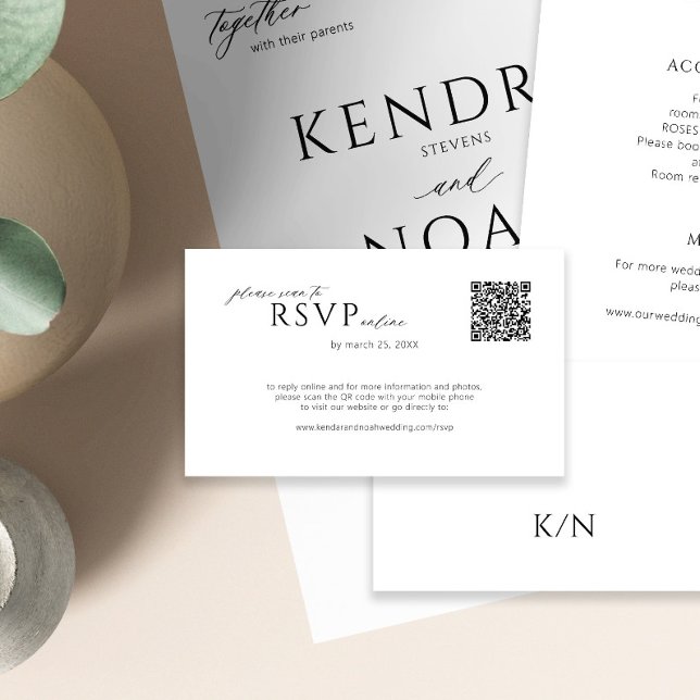 QR-Code Minimal moderne einfache Hochzeit Online-u Begleitkarte (The invitation and the details enclosure card can be purchased separately)