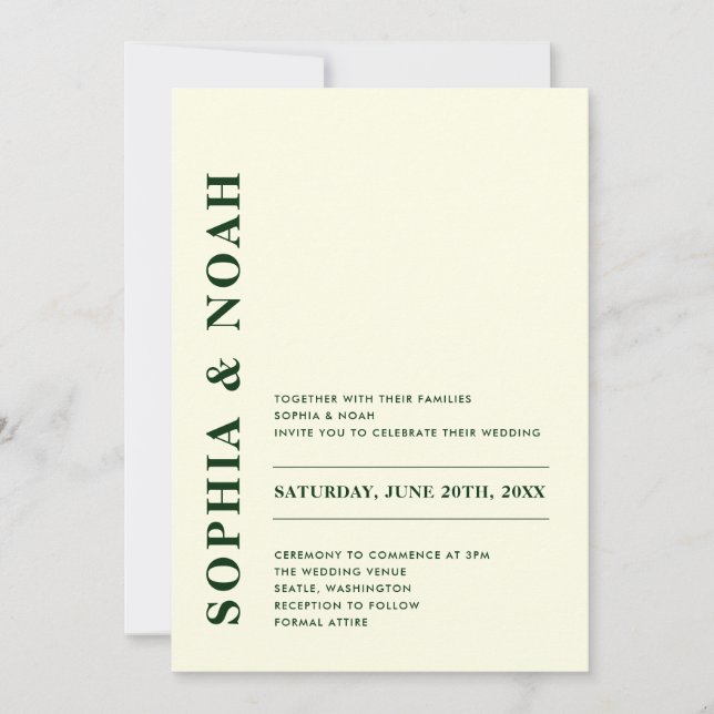 QR-Code Minimal Moderne Elfenbeinhochzeit Einladung (Vorderseite)