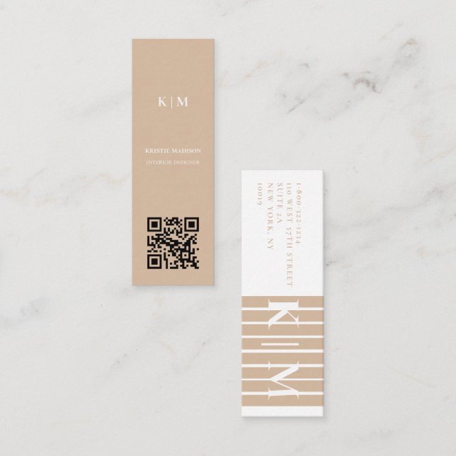 Qr-Code Minimaler trendiger Innenarchitekt Mini Visitenkarte (Vorne/Hinten)