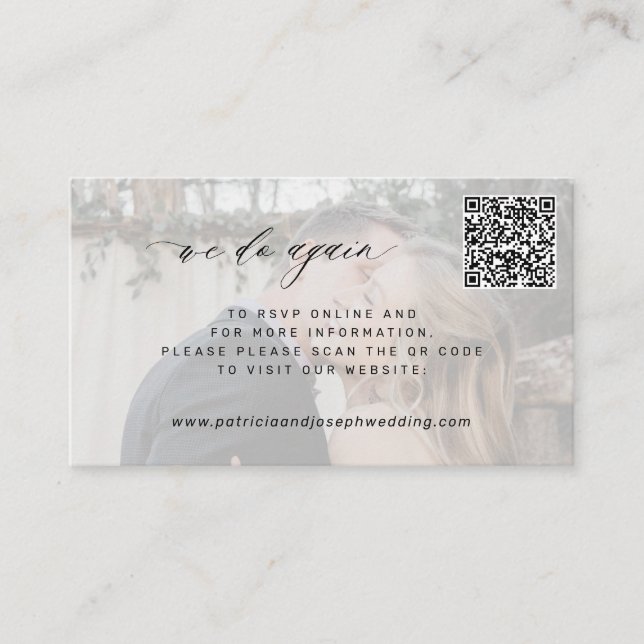 QR CODE minimales Foto wir wieder Hochzeit tun Begleitkarte (Vorderseite)