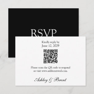 QR-Code Minimalist Classic Schwarz Weiß RSVP-Karte RSVP Karte