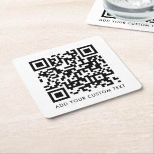 QR Code Minimalist Clean Simple White Custom Text Rechteckiger Pappuntersetzer