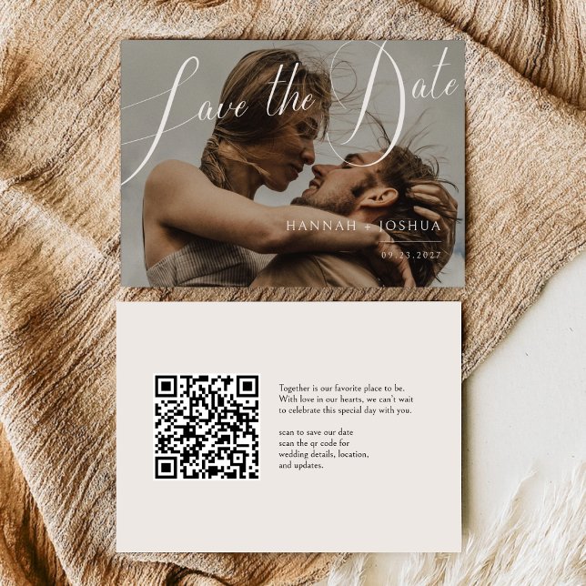 Qr Code Minimalist Horizontal Hochzeitsfoto  Save The Date (Von Creator hochgeladen)