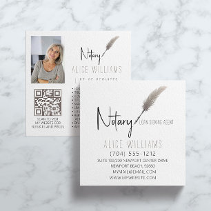 QR-Code Minimalistisch Beige & White Notary Foto Quadratische Visitenkarte