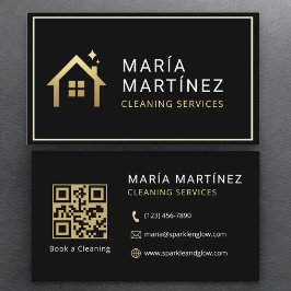 QR Code Minimalistisch Black Gold Clearing Service Visitenkarte