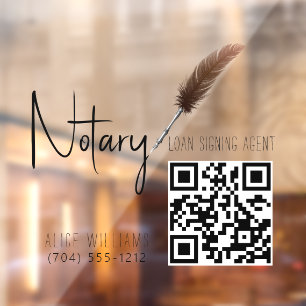 QR-Code Minimalistisch Braun & Weiß Notar Fensteraufkleber