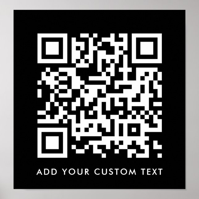 QR-Code Minimalistisch Clean Simple Black Custom T Poster (Vorne)