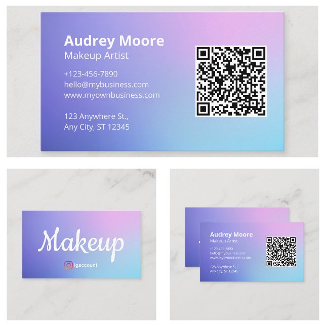 QR Code Minimalistisch Makeup Artist Visitenkarte (QR Code Minimalist Makeup Artist Business Card
)