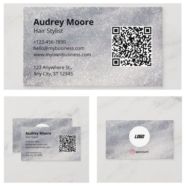 QR-Code Minimalistisch Moderne Schönheit Visitenkarte (Hair Stylist Logo QR Code Minimalist Modern Beauty Business Card
)