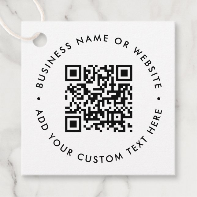 QR-Code Minimalistisch sauber, einfach weißes Budg Geschenkanhänger (Vorderseite)