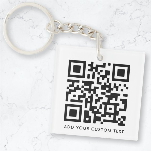 QR-Code Minimalistisch Sauberer einfacher, benutze Schlüsselanhänger (Versatile editable keychain template with interactive QR code & text for business or personal use.)