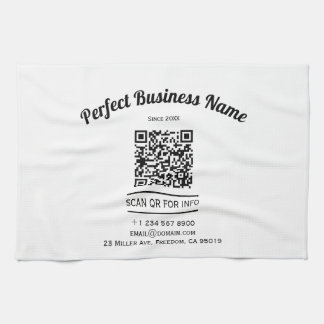 QR-Code Minimalistisch Schwarz und Weiß einfach kl Geschirrtuch