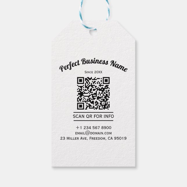 QR-Code Minimalistisch Schwarz-Weiß, einfach klar Geschenkanhänger (Rückseite)