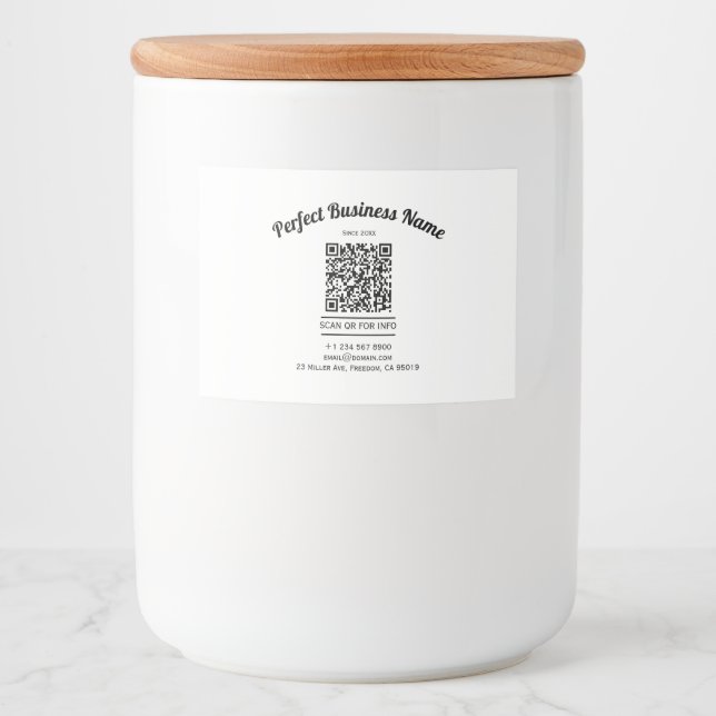 QR-Code Minimalistisch Schwarz-Weiß, einfach klar Lebensmitteletikett (Vorderseite)