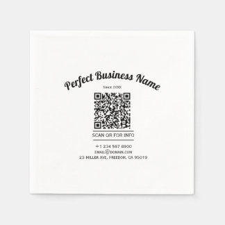 QR-Code Minimalistisch Schwarz-Weiß, einfach klar Serviette