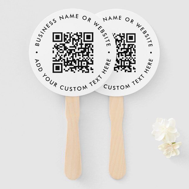 QR-Code | Minimalistische reine White Round Fächer (Vorne und Hinten)