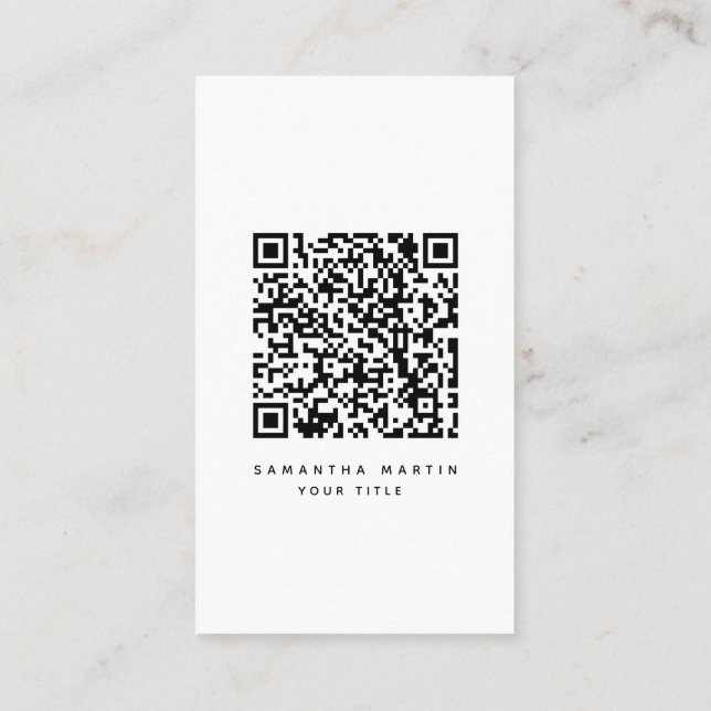 QR-Code Minimalistische Schwarz-Weiß-Visitenkarte Visitenkarte (Rückseite)