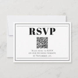 QR-Code Minimalistische schwarz-weiße RSVP-Karte RSVP Karte