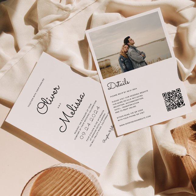 QR-Code Minimalistisches Chic-Skript Alle in einer Einladung (Von Creator hochgeladen)