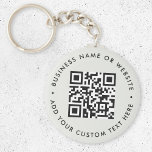 QR-Code | Minimalistisches Clean Simple Gray Budge Schlüsselanhänger<br><div class="desc">Eine einfache,  benutzerfreundliche QR Code Schlüsselanhänger Vorlage in modernem minimalistischem Stil,  die einfach mit Ihrem QR-Code,  Ihrem Firmennamen oder Ihrer Website und benutzerdefinierten Text aktualisiert werden kann...  #QRcode #Schlüsselanhänger #business.</div>