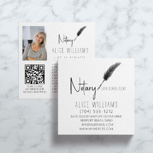 QR-Code Minimalistisches Schwarz-Weiß-Notar-Foto Quadratische Visitenkarte