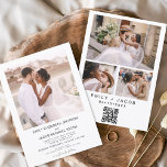 QR-Code Minimalistisches White Wedding Foto Einladung<br><div class="desc">Moderne Elegante 4 Foto Minimalistische Hochzeitseinladung. Die QR-Code-Karten für Hochzeiten enthalten eine moderne Typografie,  die elegant,  einfach und modern zu verwenden sind,  nachdem Sie minimalistisch einfache Hochzeitstag-Feier.</div>