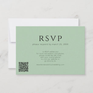 QR-Code Minimum moderne Weise Grün Hochzeit RSVP Karte