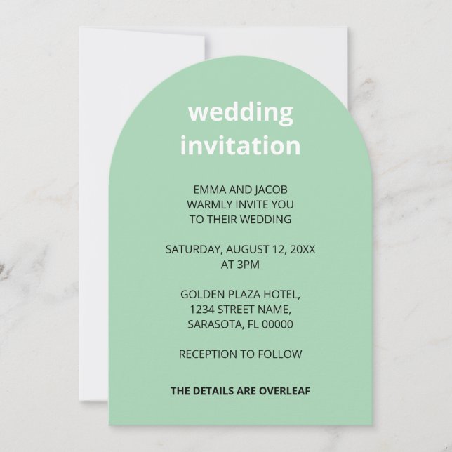 QR Code Mint Grün in einer Hochzeitseinladung Einladung (Vorderseite)
