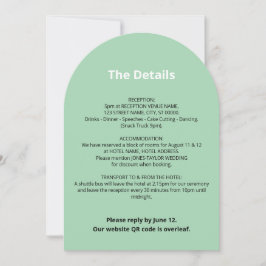 QR Code Minze Green Wedding Details Card Einladung